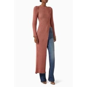 BAOBAB "Masaki" Long Sleeve Ribbed Maxi Tunic Top - Rust